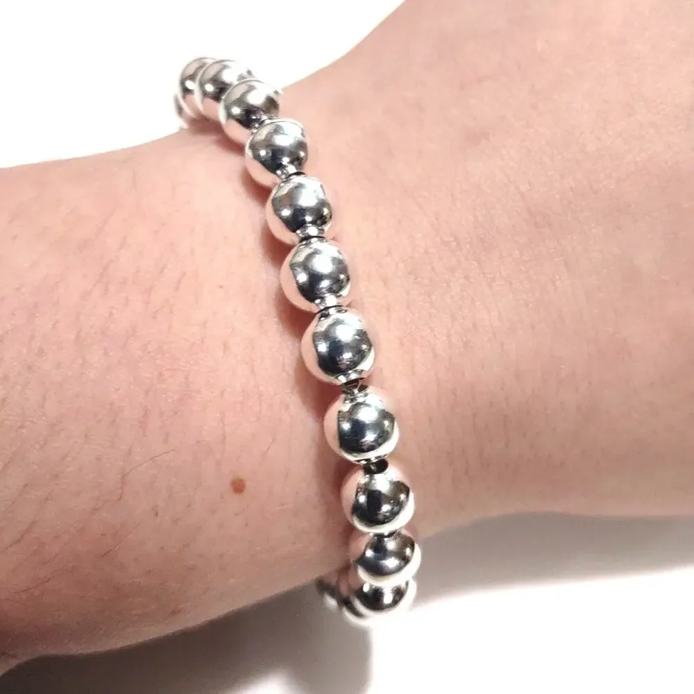 925 Silver Plated Pearl Bracelet Sterling Silver  Valentine's Birthday Gift NEW